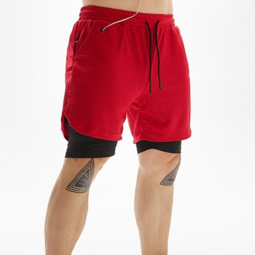 Unisex Double-layer Casual Shorts With Free Earpiece