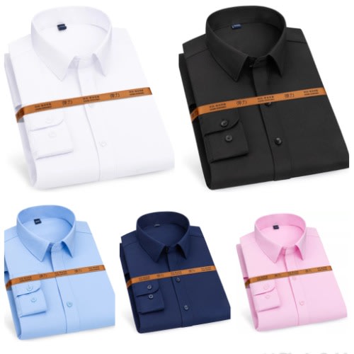 Five Pieces Corporate Longsleeve Shirt - Pink - Black - White - Sky Blue - Navy Blue