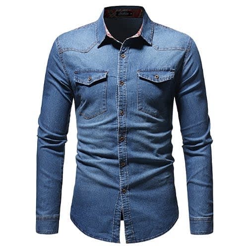 Denim  Shirt For Men — Blue