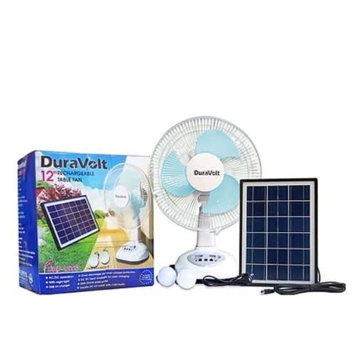 12 Inches Rechargeable Fan With Panel