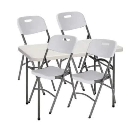 4ft Plastic Table With 4 Foldable Banquet Chair