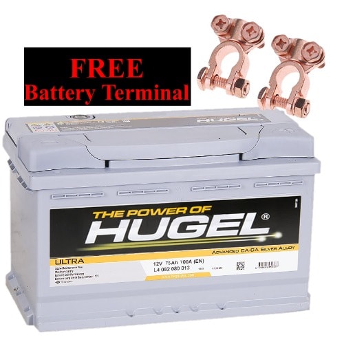 Original Hugel Utra 12v 75a Battery + Free Original Terminal Connector