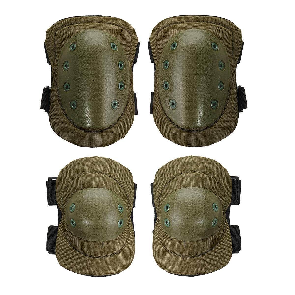 4Pcs CS Knee Elbow Pads Gear Brace Protective Army Green
