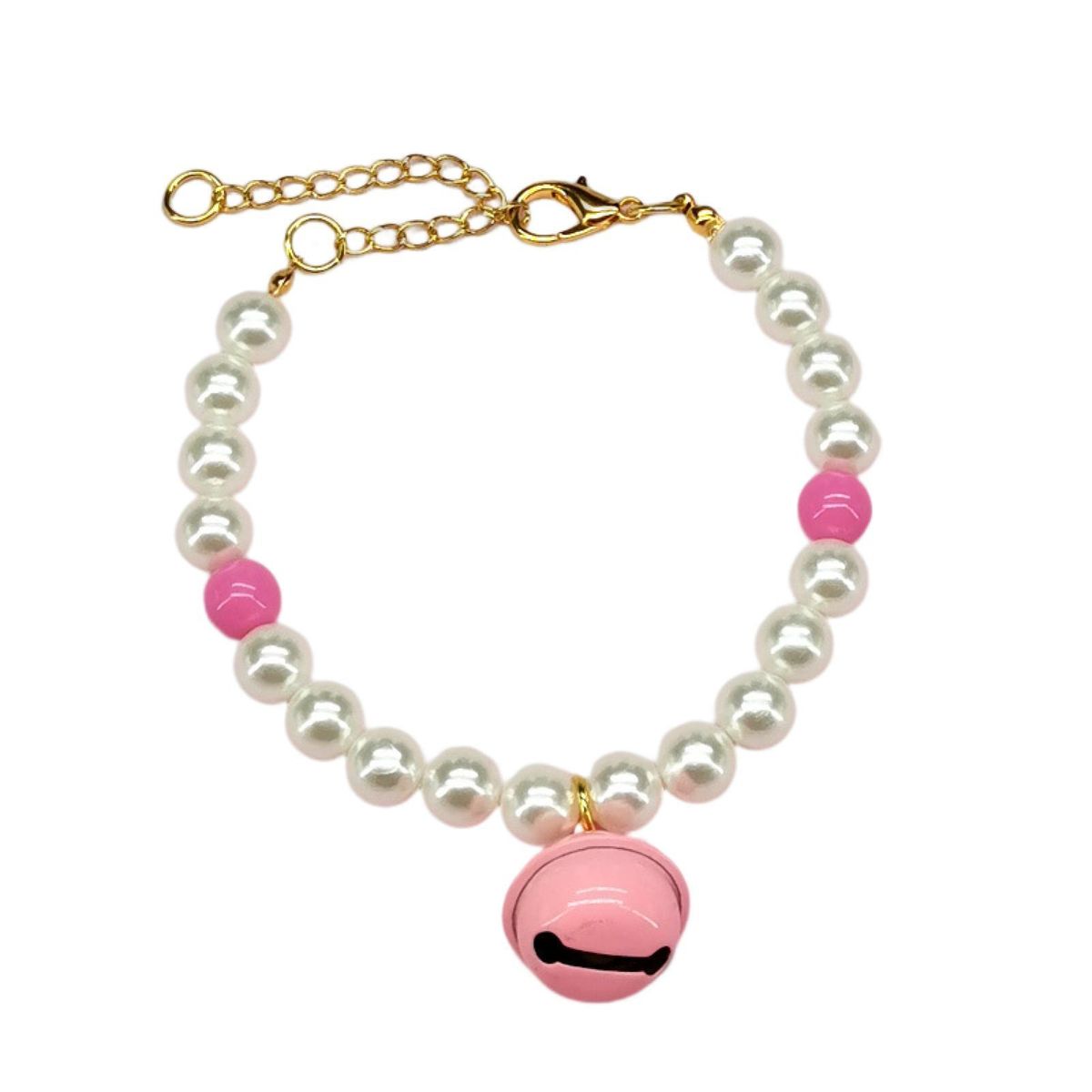 Pet Neck Circle Bell Charm Cat Dog Necklace Collar Pink White