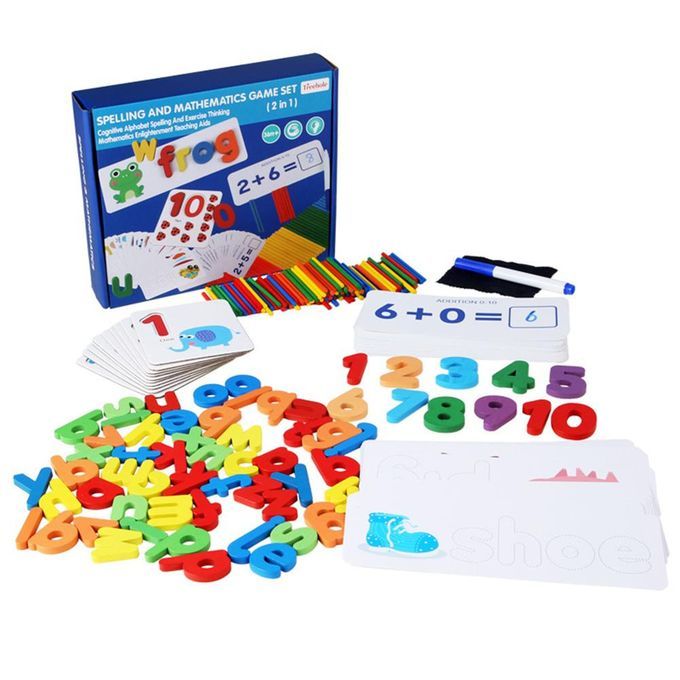 Wooden Spelling Words Numbers Two In One Kids Alphanumeric-