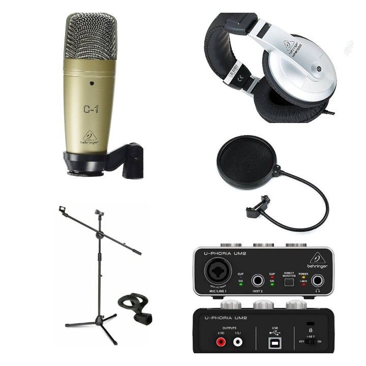 C1,UM2 Soundcard , Pop Filter ,Stand, Headsethpm1000