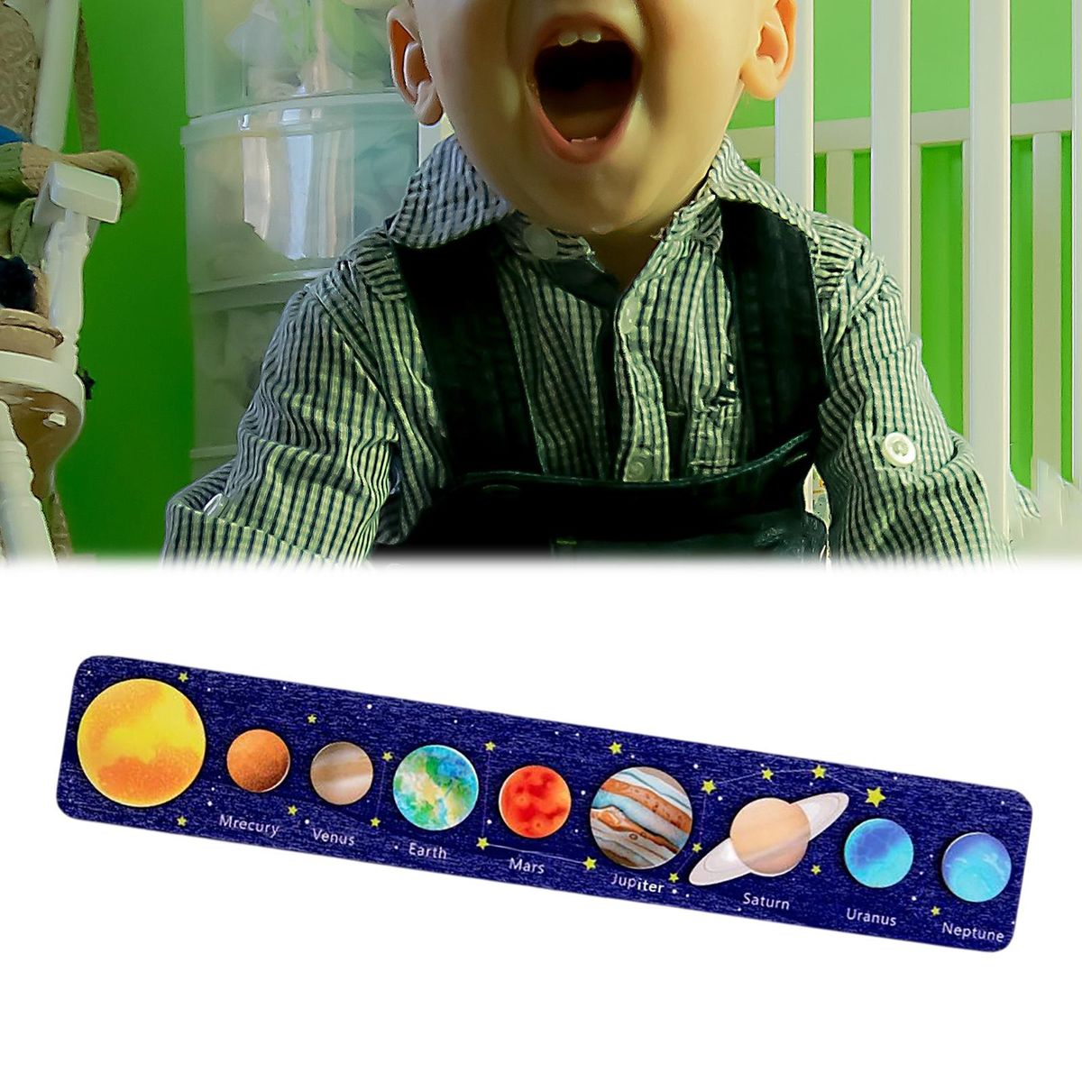 Montessori Solar System Puzzle Board Planet Dark Blue A