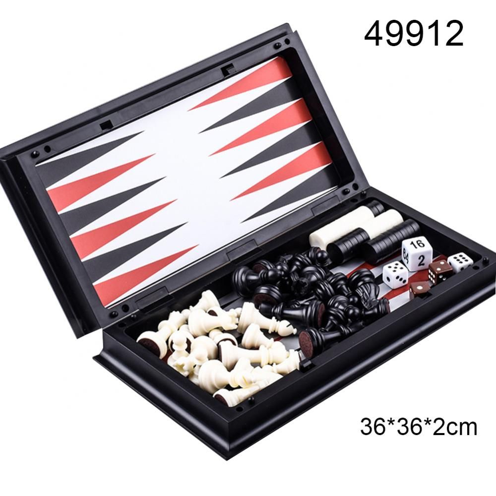 3 In 1 International Chess Foldable Magnetic Chess Backgammon Checkers Chess Board Game Intelligent Toy Kid Chess Game Toys