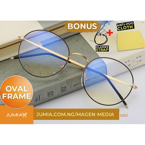 Anti Blue Light Glasses Oval Black-Gold Computer Glasses