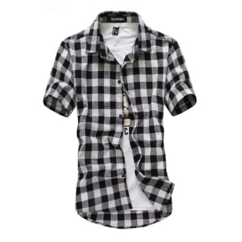 Men's Checkered Button Up-shirt - Black And White