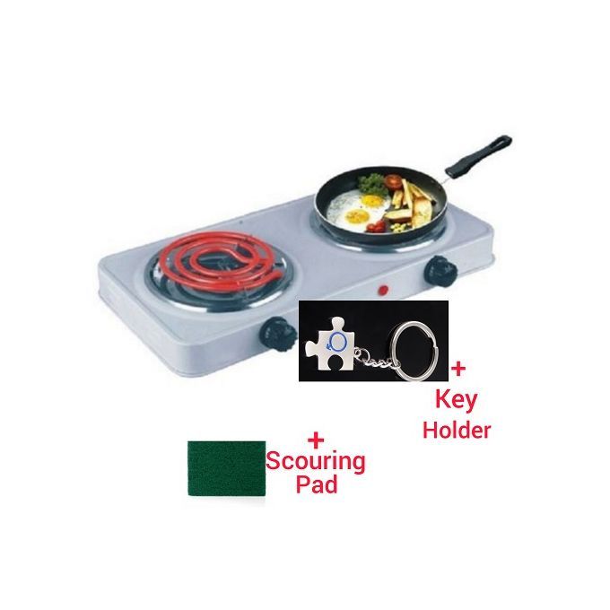 Electric Cooking Double Hot Plate +Scouring Pad & Key Holder