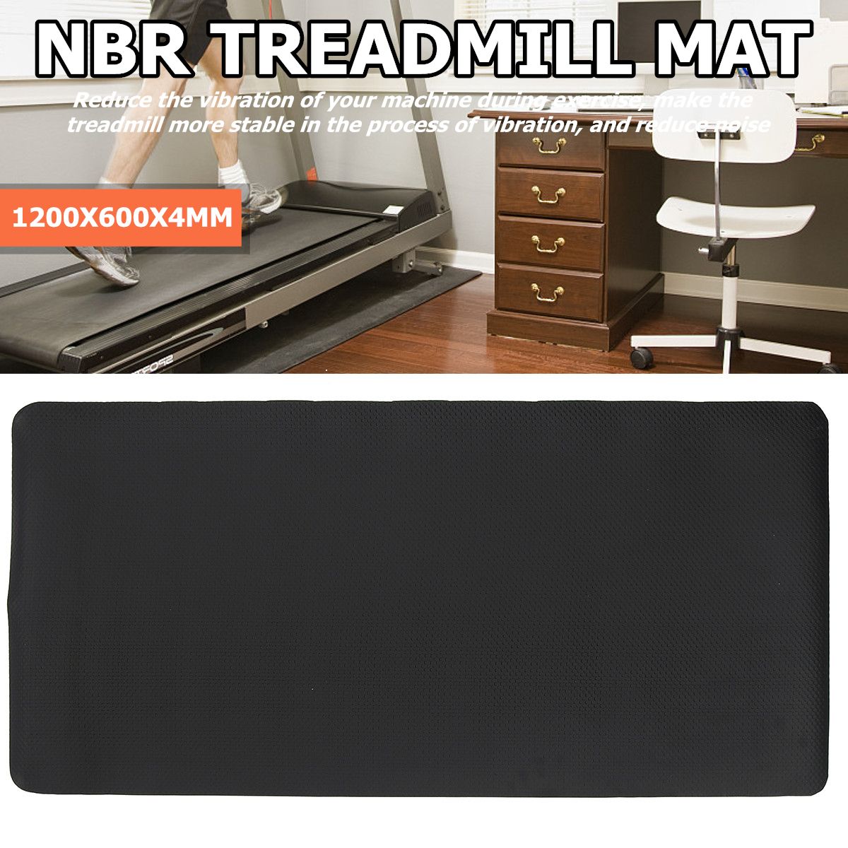 120X60X0.4cm Exercise Treadmill G Bike Mat Floor Protector W