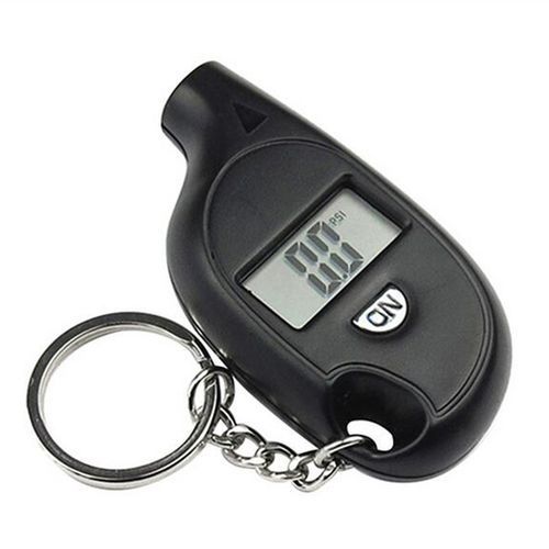 Keychain LCD Digital Tire Tyre Air Pressure Gauge - Black