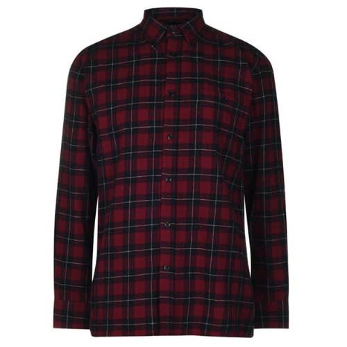 Long Sleeve Check Shirt Burgundy