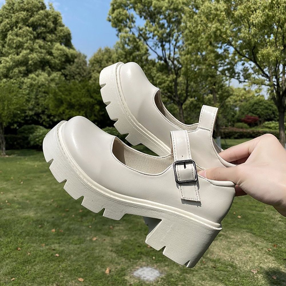 Luxury Brand Women Shoes Thick Pottom Mary Jane Girls Shoes Chunky High Heels Female Ladies Designer Platform Shoes Women Pumps