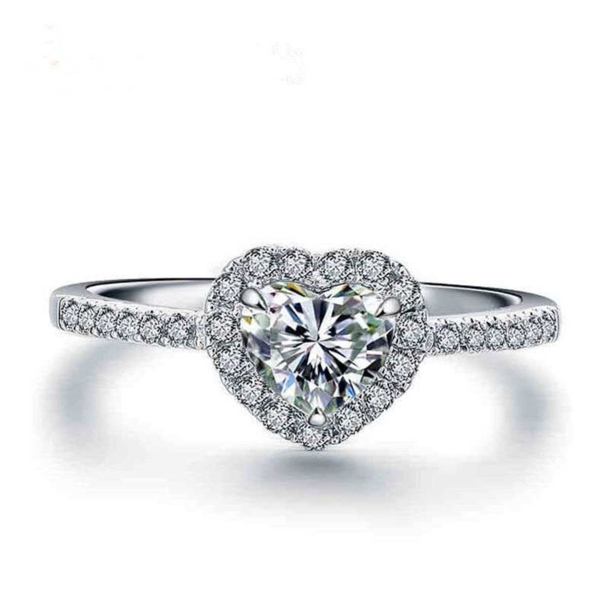 Women Ring Heart Shape Fashion Engagement Band Rhinestone