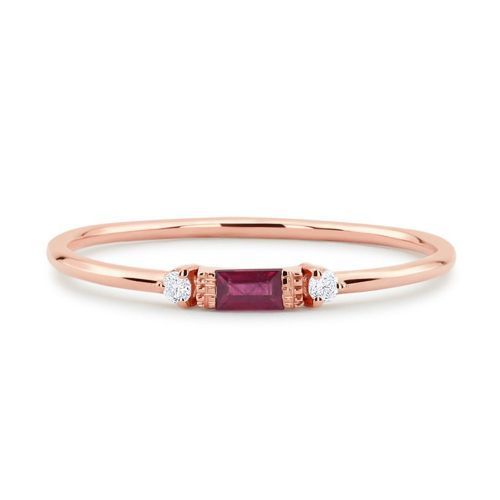 Simple Popular Geometric Engagement Ring Gold Plated Red Stone Ladies Jewelry
