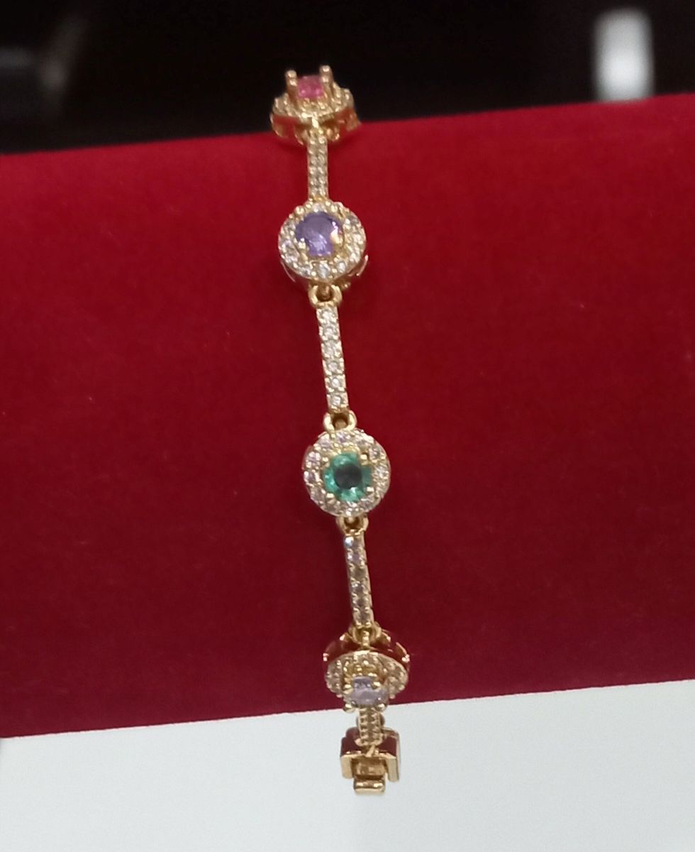 Gold Multi Stoned Tennis Bracelet