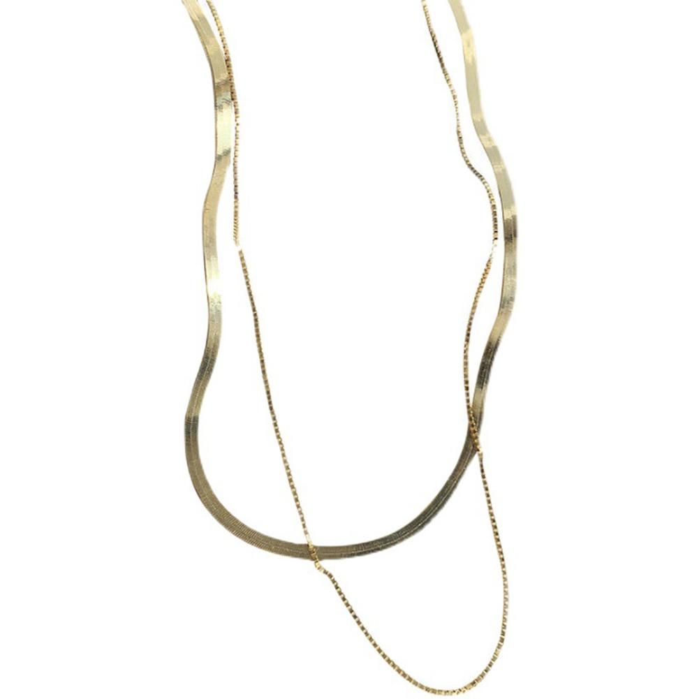 Stylish 925 Silver Necklace Double Layered Snake Bone
