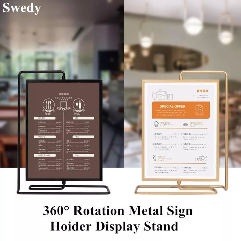 Double Side Rotating Table Menu Card Holder Photo Picture