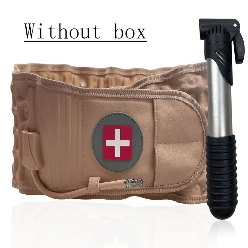 (khaki Without Box)Lumbar Support Belt Waist Decompression Protect Air Traction Brace Spinal B JIN
