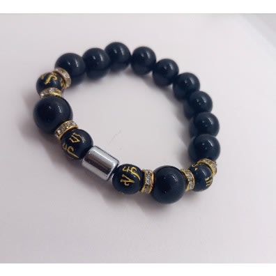 Crystal Rhinestone Men's beaded Bracelet - Black