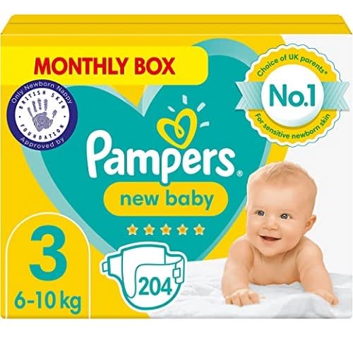 Baby Nappies Size 3 - 6-10 Kg / 13-22 Lbs - New Baby - 204 Nappies