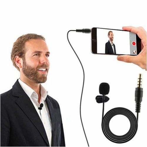 Mini Microphone Condenser Clip-on Lapel Lavalier Mic - Black