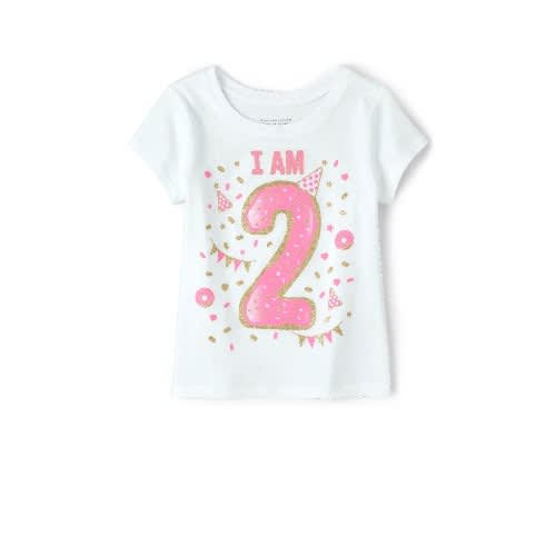 Girl's I Am 2 Sparkles Glittering Birthday Hat Princess Top