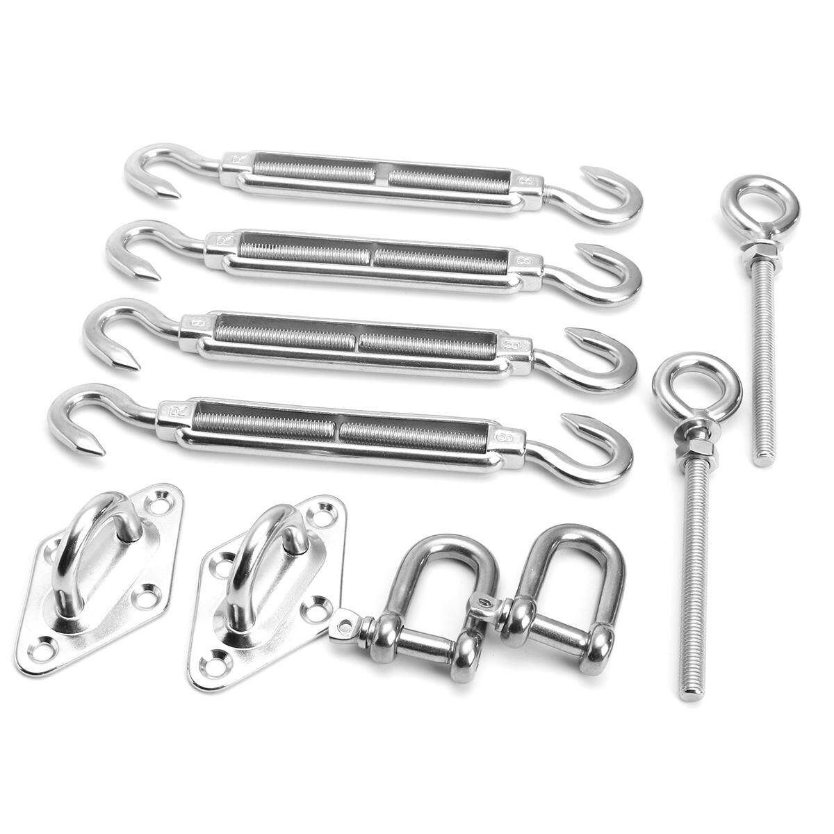 8 Inch 304 Stainless Steel Square Sun Shade Sail Hardware Installation Kit