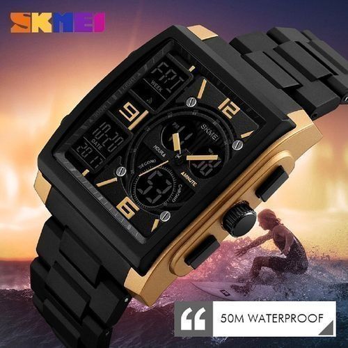 Water Proof Skmei Digital Gold Dial Men's Watch