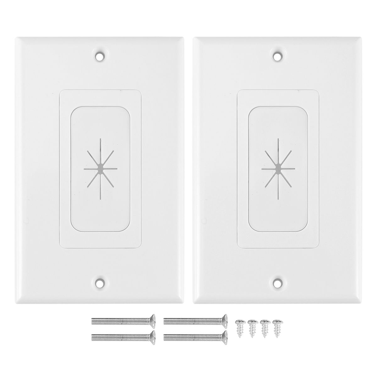 Flexible Rubber Wall Grommet Insert with Decorator Wall Plate 1- Pass Through Plate for Low-Voltage Cables