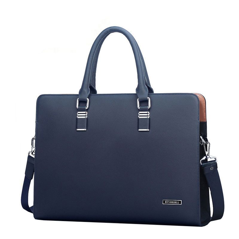 Business Men Genuine Leather Briefcase Bag Computer File Package Shoulder Messenger Bag High Quality 14 Inch Laptop Briefcases