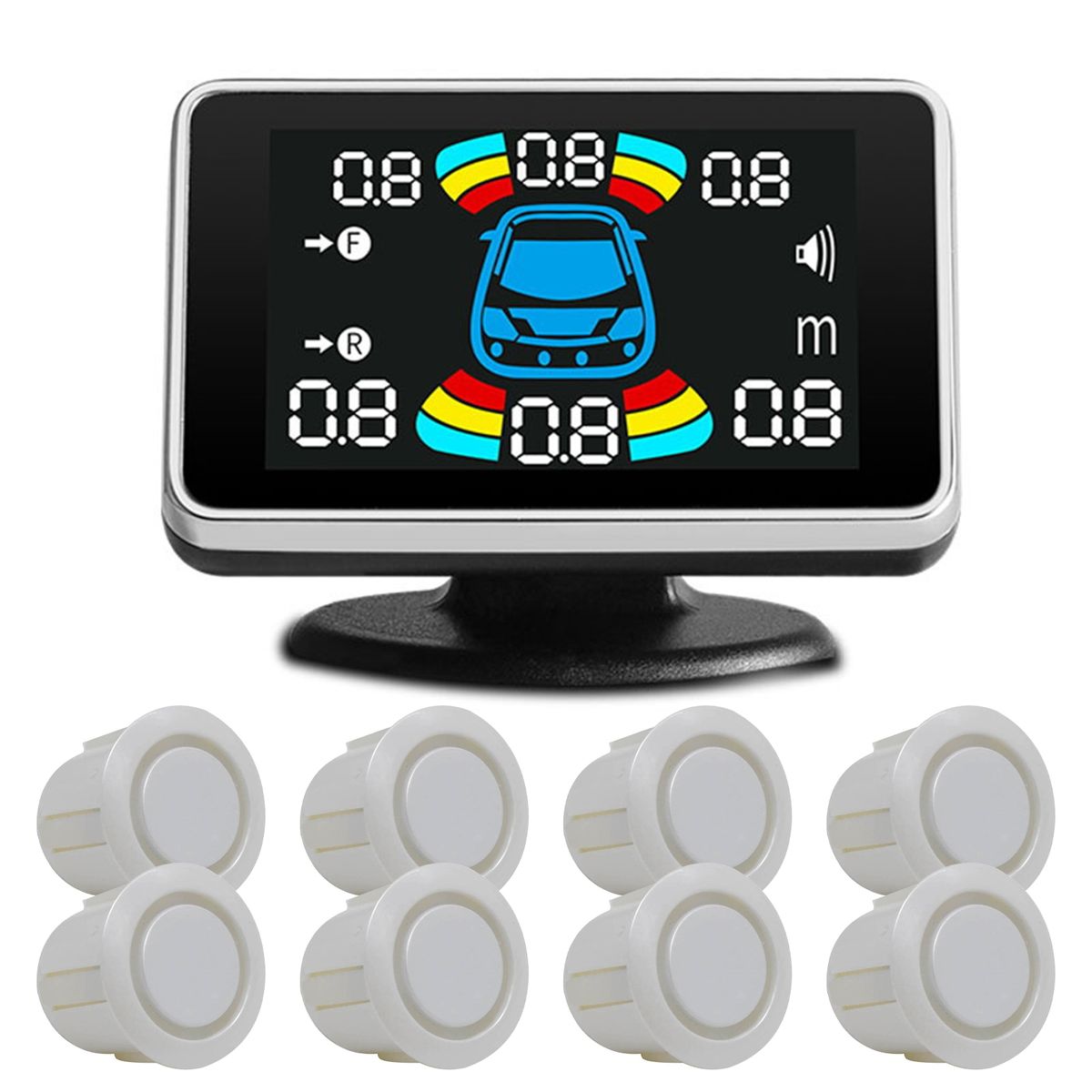 1 Set Car Reversing Radars High Sensitivity White