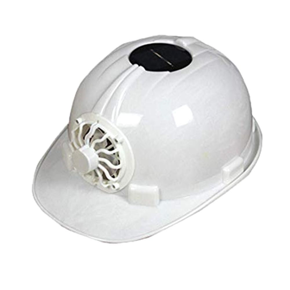 Outdoor Solar Power Cooling Fan Safety Helmet-White
