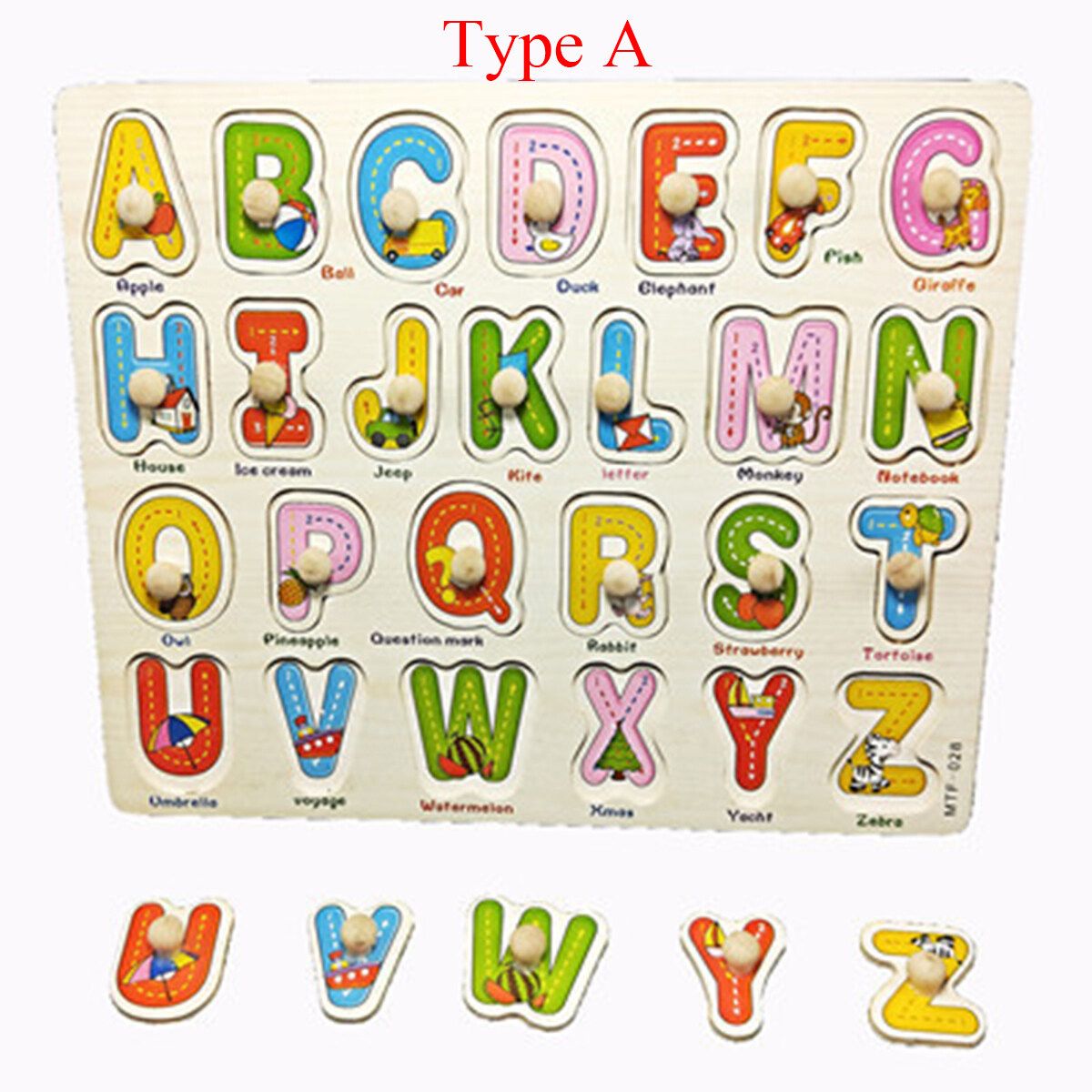Wooden Uppercase Letters Block Puzzle Board Early Educational Develop Kids Toys Type A