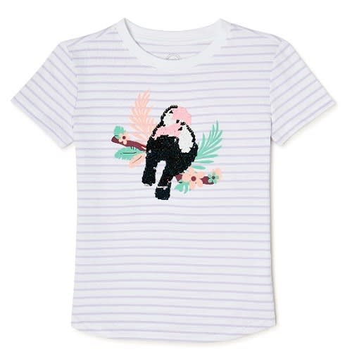 Girls Embellished Sequin Short Sleeve T-shirt – Parrot