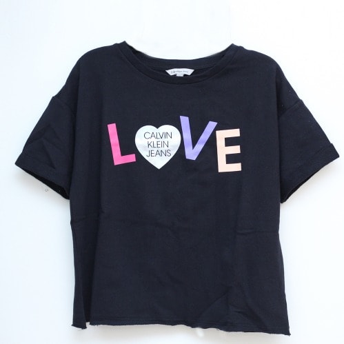 Love Print Girl's Top - Black