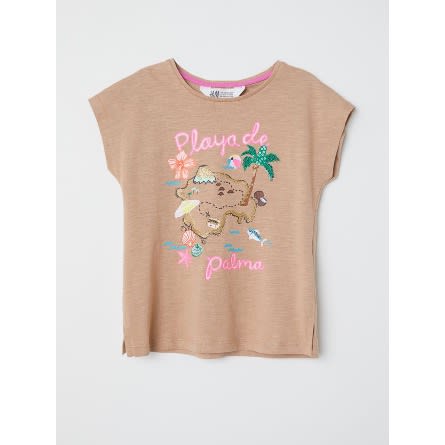 Top With Printed Motif - Brown