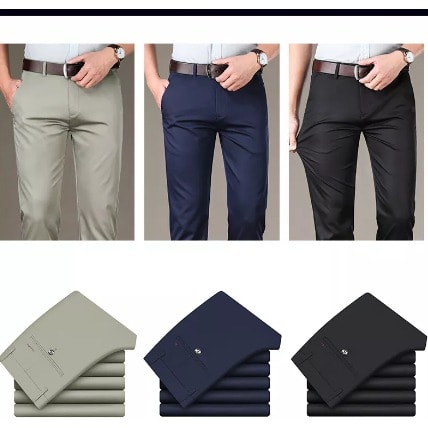 Chinos Pants- Black, Blue & Light Khaki -3Pieces