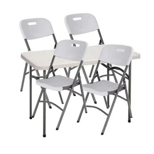 Rectangular Plastic Table With 4 Foldable Chair