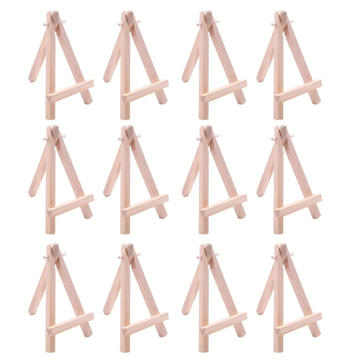 12 Pack 5 Inch Mini Wood Display Easel Natural Wooden