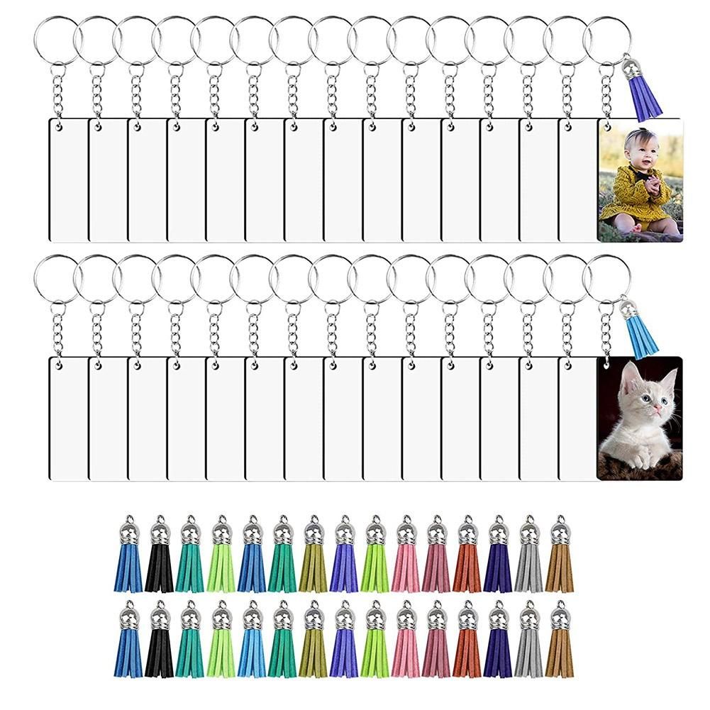 30 Sets Acrylic Keychain Blanks Acrylic Key Ring Circles