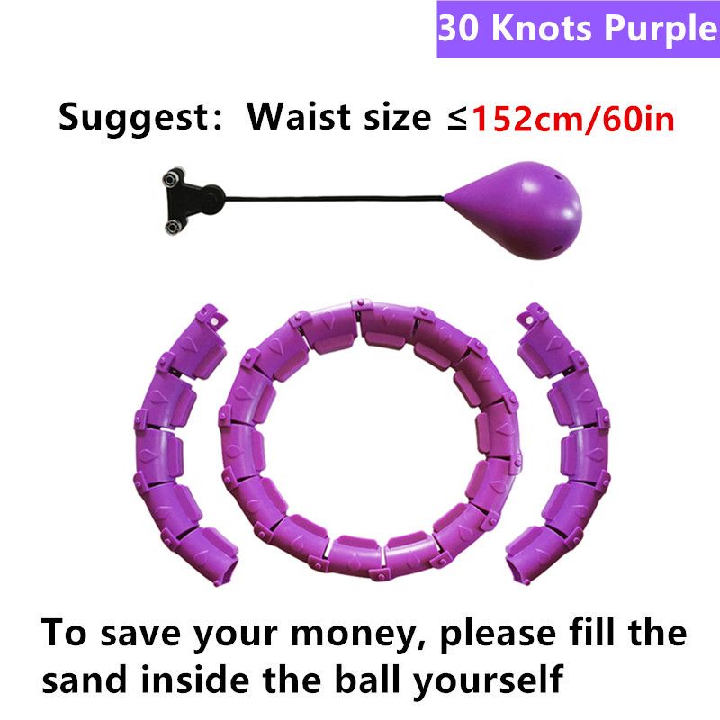 21 24 Sections Fitness Smart Sport Hoop Adjustable Thin Waist Exercise Gym Circle-30 Knots Purple
