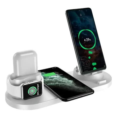 Wireless 6 In 1 Multi Function Charging Station - White