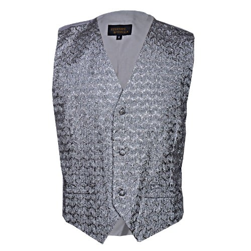 Detailed Pattern Men's Waistcoat-silver-mwc-2826