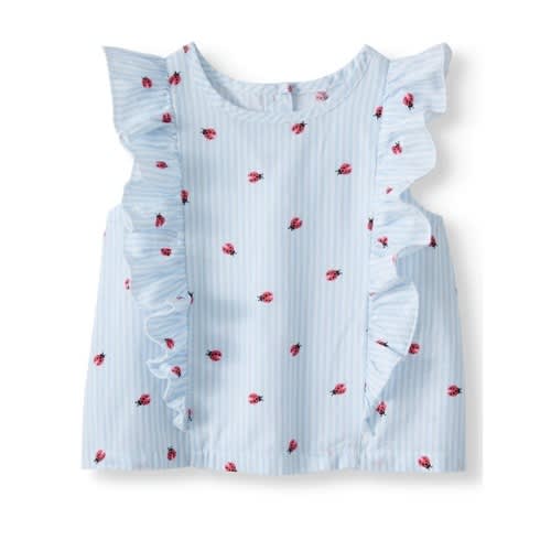 Baby Girl Stripes & Beatles Flutter Sleeve Top