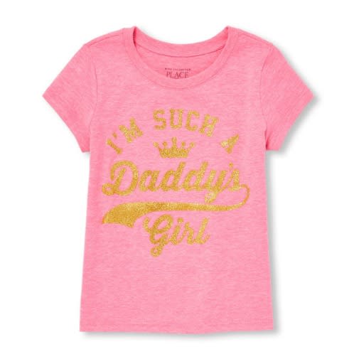 Girls Glitter Daddy's Girl Cupcake Graphic Top- Pink