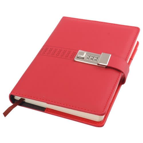 Diary With Lock 2022 - 21.5.cm X 14.5 - 220 Sheets - Red