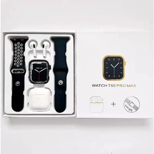Smart Watch T55 Pro Max - Series 7 With Earbud & Extra Strap For Android & iPhone